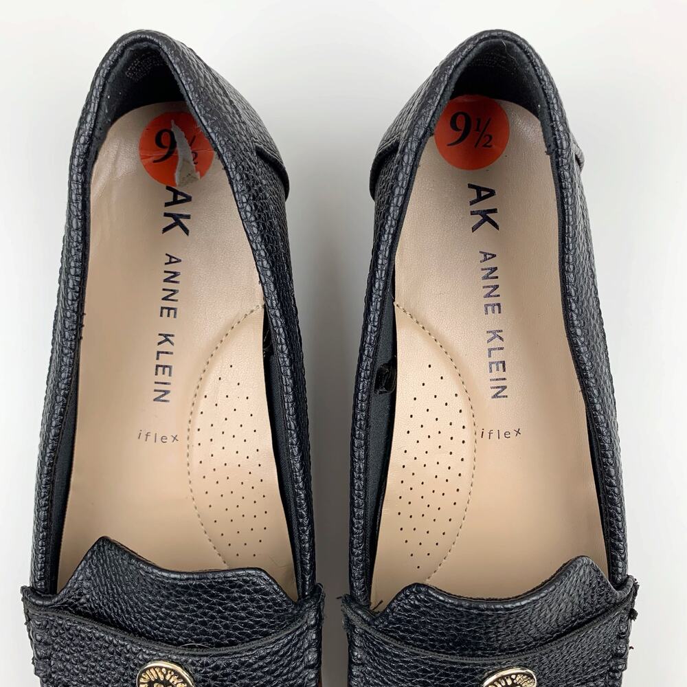 Anne Klein AK Nexxt Loafers iflex Black Faux Leather Slip On Shoes Women's 9.5 - Picture 5 of 10